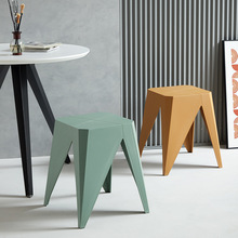 简约塑料凳子成人纯色换鞋凳客厅可叠放餐凳叠摞凳卧室三角梳妆凳