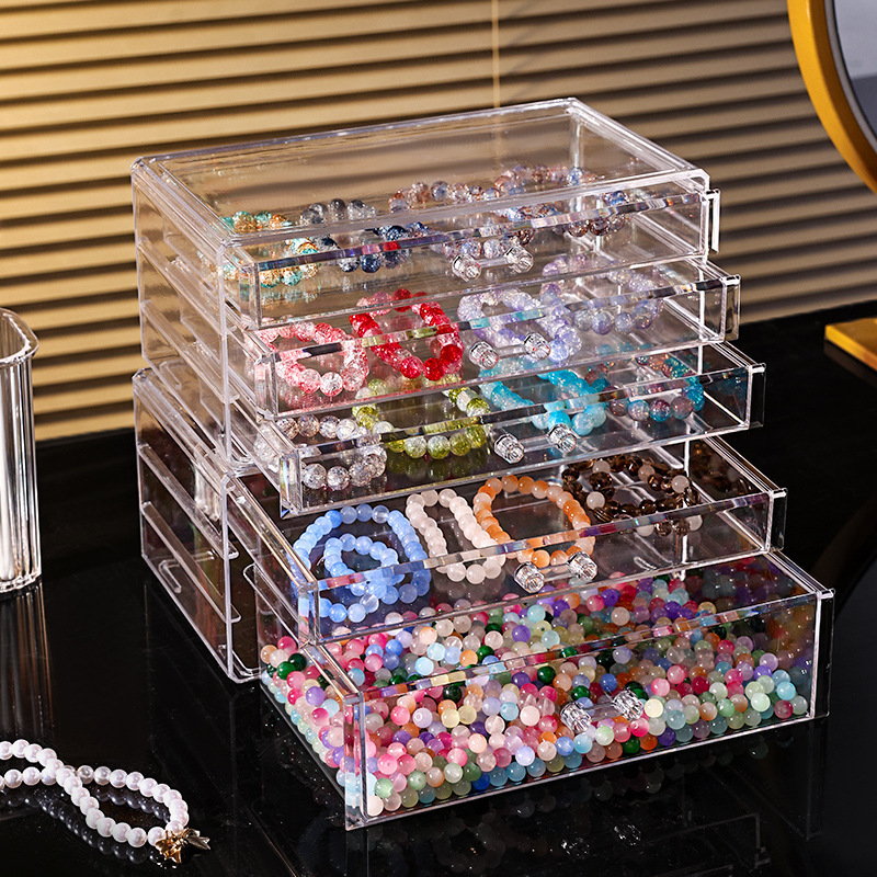 透明引き出し式収納ボックスデスクトップビーズアクセサリーボックス化粧台スキンケア化粧品口紅棚|undefined
