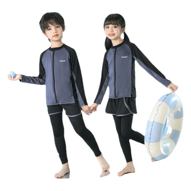 Детский купальник, кардиган для мальчика, костюм для серфинга, детский солнцезащитный купальник с длинными рукавами для девочек среднего и большого размера, семейный быстросохнущий гидрокостюм.