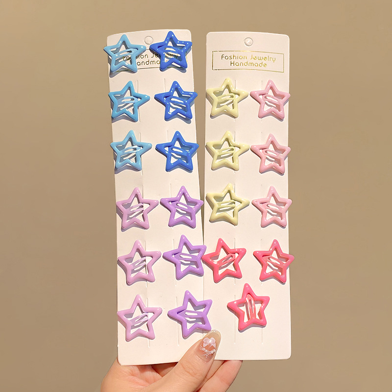 Color para niños lindo pequeño bb clip niña flequillo clip de cabello roto horquilla para bebé tocado de niña estrella horquilla