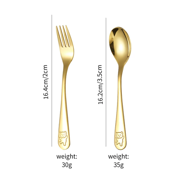 Bear spoon fork gold