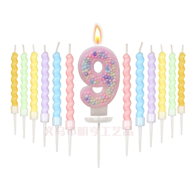 マカロンカラーボールねじキャンドルセット誕生日キャンドルクロスボーダーアマゾンカラーデジタルキャンドルケーキ装飾|undefined