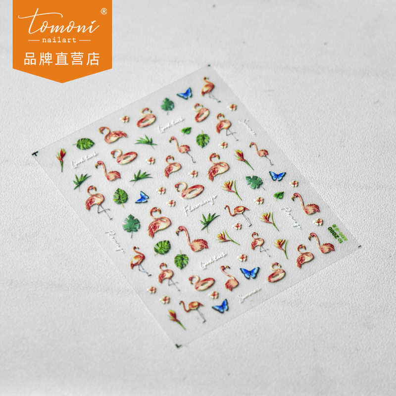 tomoni relief nail art stickers explosions adhesive Japanese 5d nail stickers cute red crane nail art jewelry wholesale
