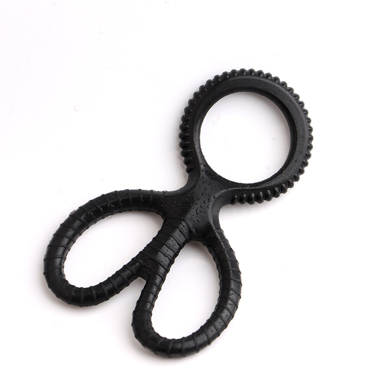Silicone Scissor Lock Semen Ring, Manual Adjustable Cock Ring, Black Foil Bag — detail image 7
