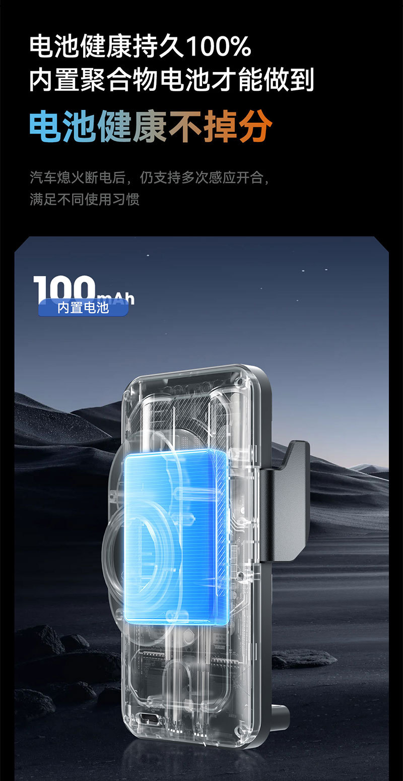 New electric rotating horizontal and vertical screen car wireless charging stand, fully automatic air vent car 15W wireless charger
