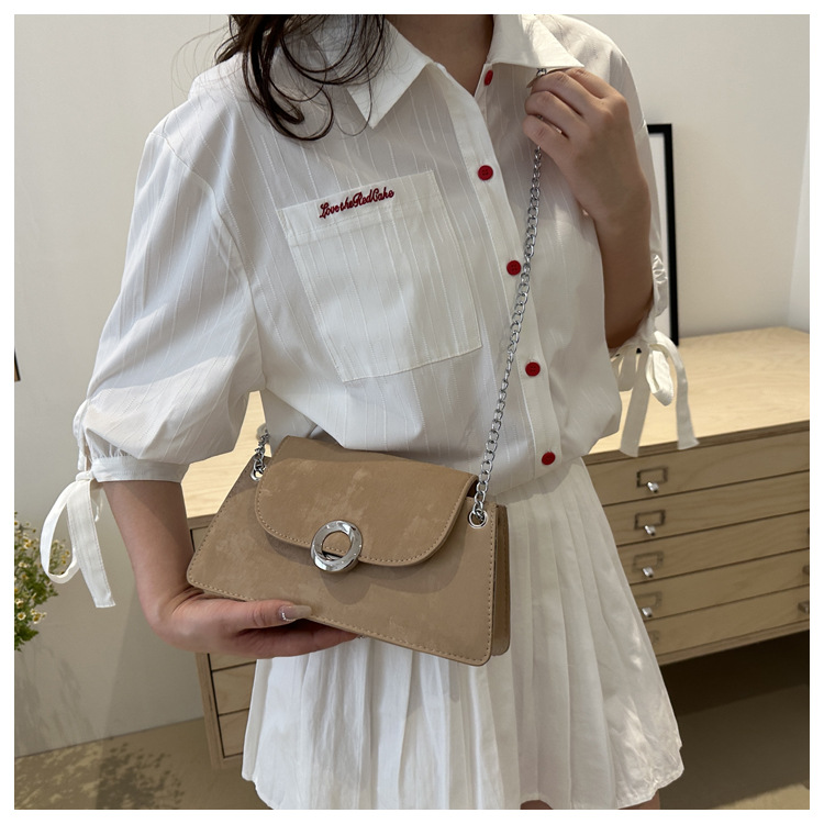 Borsa a tracolla da lavoro versatile a catena color caramella da donna, casual, semplice e alla moda, in PU, 2024_voghion.com