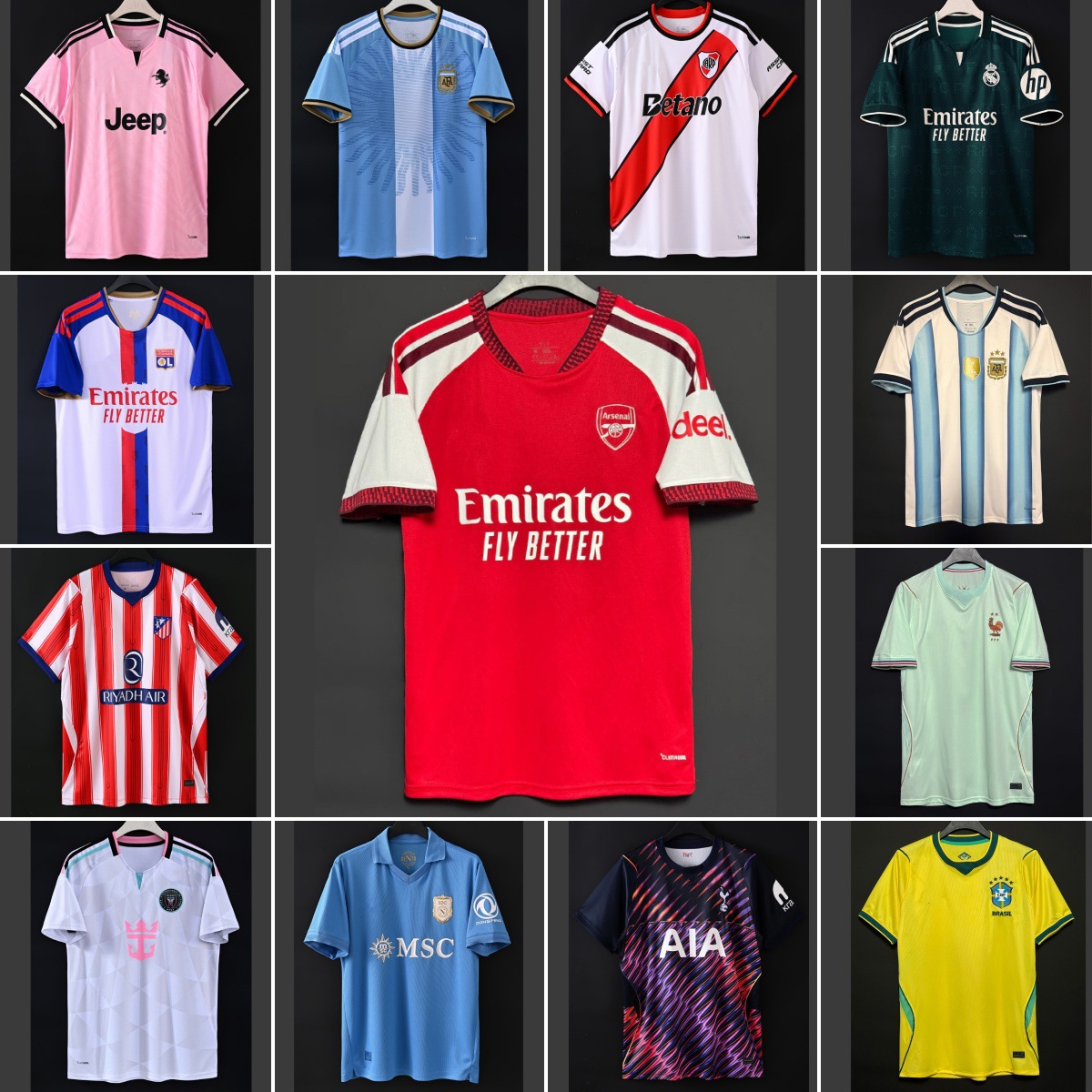 26 New Football Jerseys Barcelona Arsenal Jerseys Brazil Naples Real Madrid Juventus Paris Jersey Wholesale