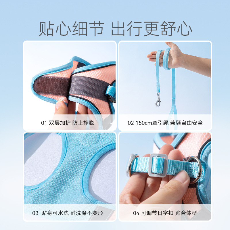 Cachorro contraste color costura malla transpirable chaleco tracción cuerda mascota caminar perro cuerda gato caminar cuerda