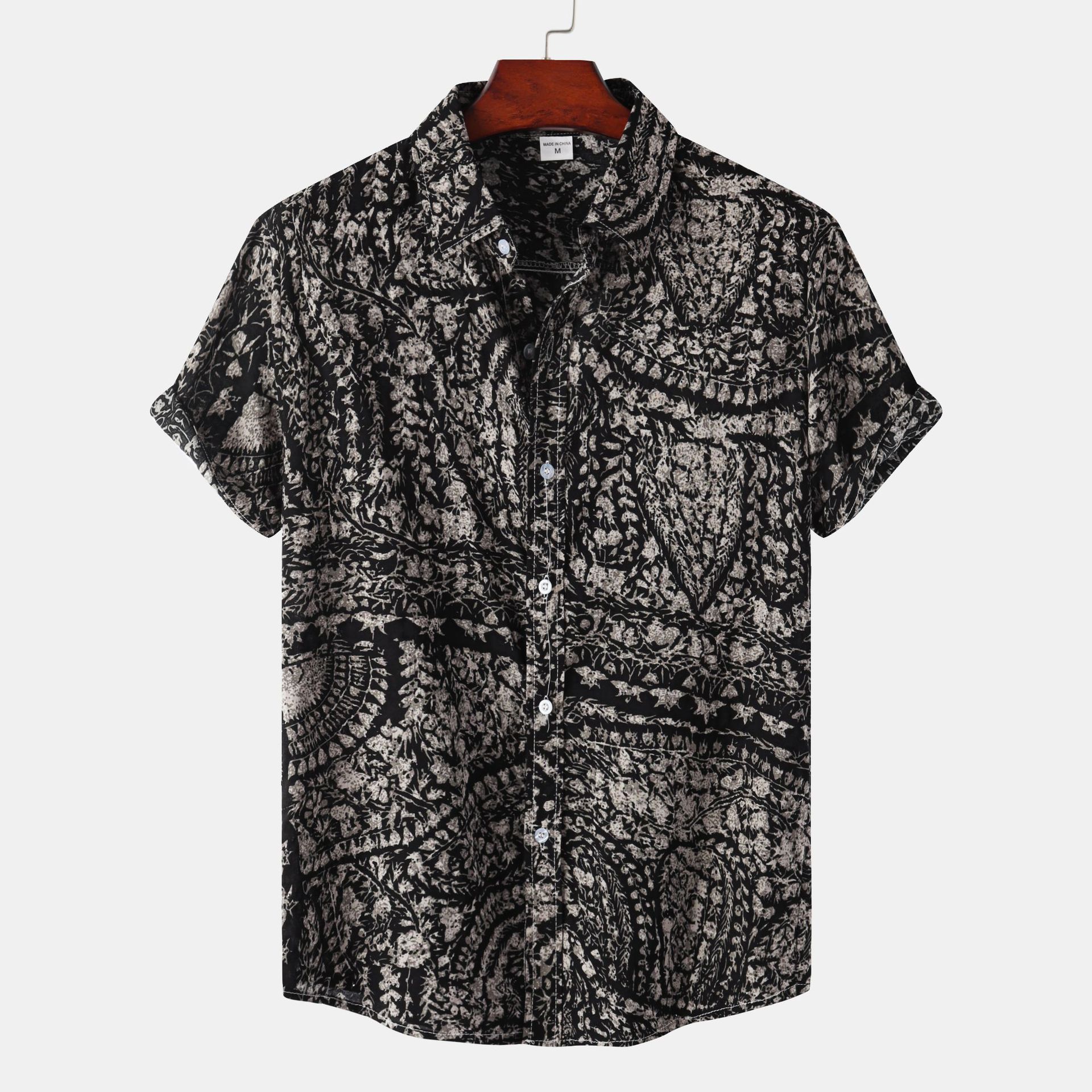 Comercio exterior AliExpress 2022 verano nueva camisa floral impresa de manga corta para hombres Camisa de manga corta para hombres florales europeos y americanos para hombres