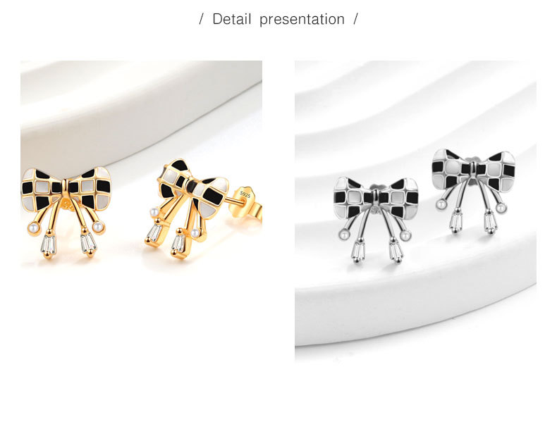 Ear Studs Classification 1 Pair 18K Gold Plated 925 Sterling Silver 925 Sterling Silver Earrings Bow Knot Ear Studs