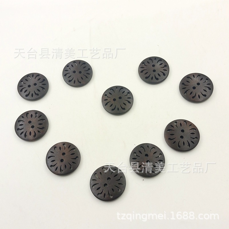23mm profundo café/café de madera en forma de hueco de madera botón decorativo crisantemo hebilla de madera botón 20 un paquete