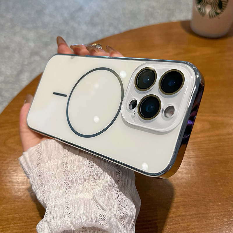 iPhone17電気メッキAGマット細円磁気吸着携帯電話ケース、Apple 16promax高級感レンズフィルムに適用|undefined
