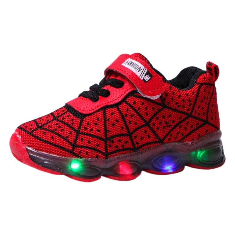 Primavera y otoño zapatos para niños Zapatos luminosos para niños y niñas zapatos para correr bebé flash zapatos individuales LED luz zapatilla de deporte de malla
