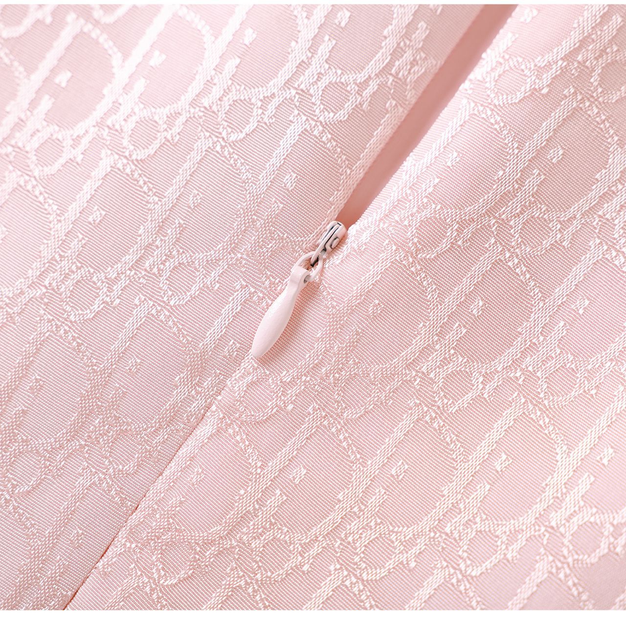 Đầm ngắn tay thắt eo jacquard kiểu dáng thanh lịch mùa hè — màu hồng chi tiết 28