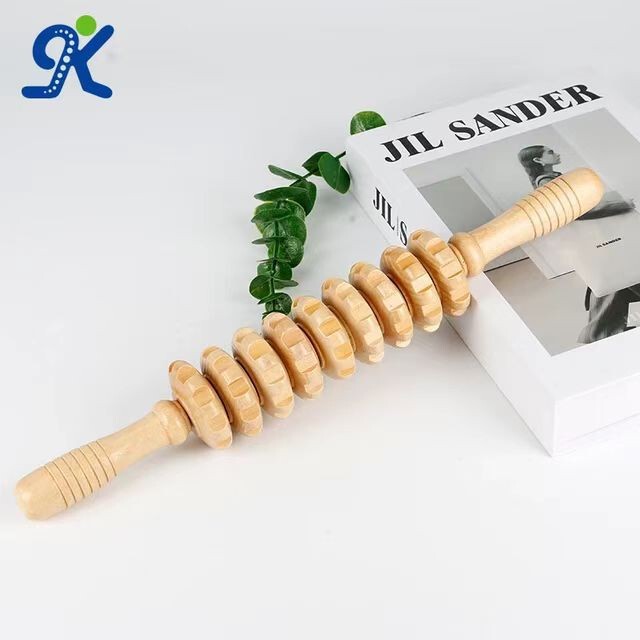Factory Direct Supply Wooden Multifunctional Roller Massage Stick Handheld Roller Meridian Dredging Shoulder and Neck Massager for Home Use