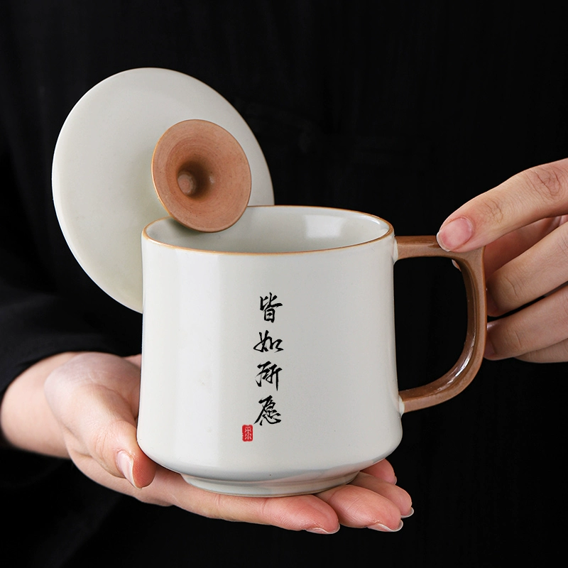 Чашка для чая Ruyao, керамическая офисная кружка, персональная чашка с крышкой, чашка для воды, домашняя кофейная чашка, сувенир