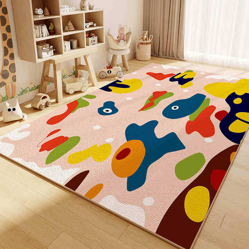 卡通动漫地毯卧室水晶绒吸水耐脏易打理地毯儿童房防滑耐磨地毯