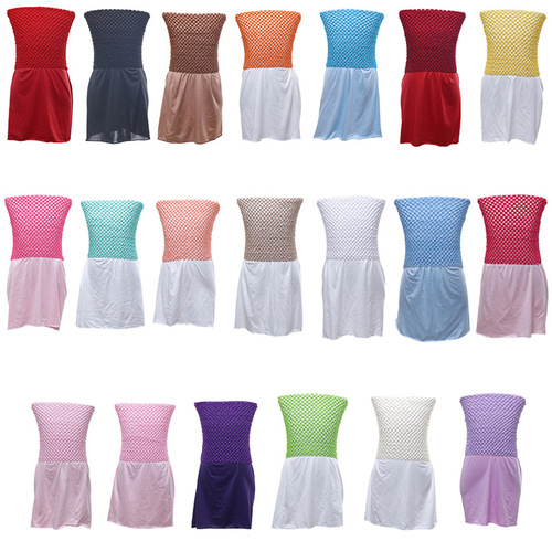 Korean mesh camisole children's knitting large wrap blouse 9inch girl handmade skirt puffy dress elastic top lining