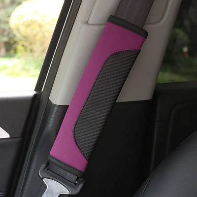 Seat belt shoulder pad Color Matching Soft and Comfortable - carbon-fiber-pattern-black-and-purple-contrasting-color-one