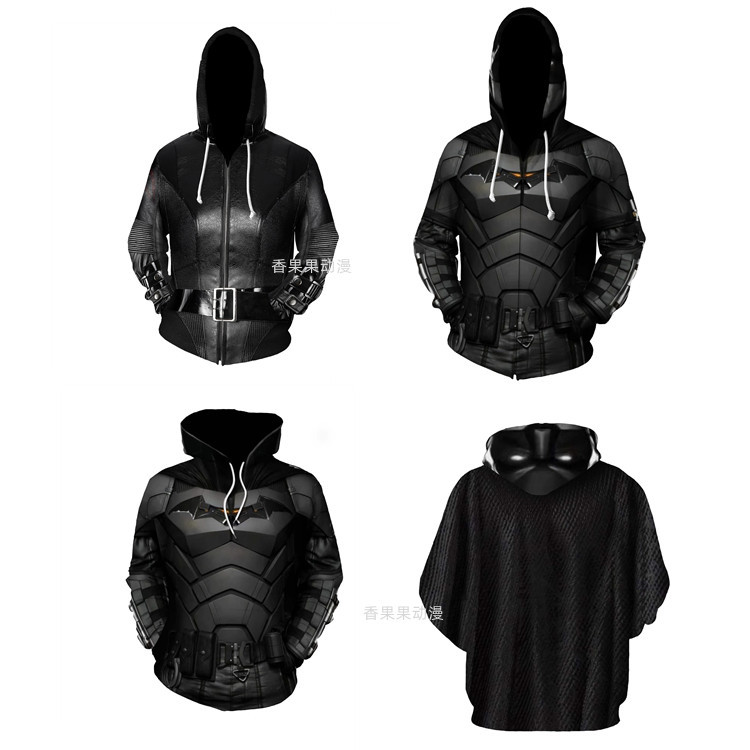 Neutral Batman Hoodie Bruce Wayne Cosplay Hoodie Sweatshirt Casual Zipper Streetwear