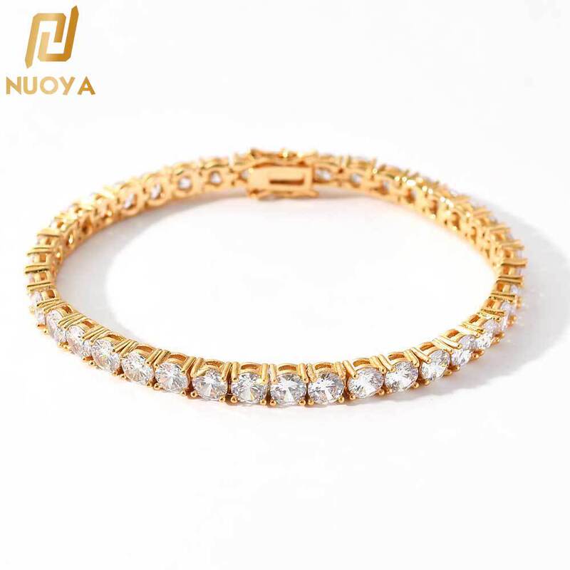 European and American Hip-Hop Cross-Border Popular Jewelry Zircon Tennis Chain Full Diamond Men's Bracelet Light Luxury High-End Jewelry Accessories