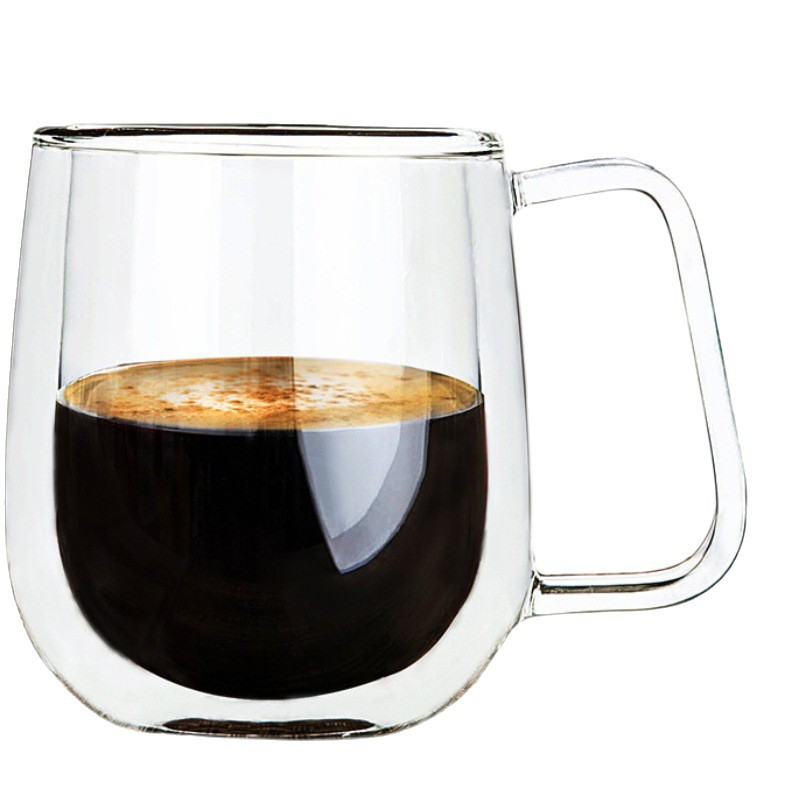 Fabricantes de alta transparencia de vidrio de borosilicato en stock para el hogar taza de té taza de jugo de leche taza de vidrio de doble capa aislante