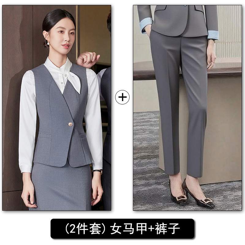 高级感职业马甲套装男女同款酒店前台餐厅收银桌台球服务员工作服|undefined