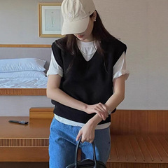 韩系叠穿！2025秋季十三行R*S家洋气v领百搭休闲无袖马甲背心女