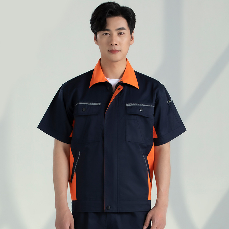 Trajes de trabajo de mangas cortas para hombres desgaste sitio de construcción de reparación de automóviles ropa mecánica y eléctrica fábrica de ropa de seguro laboral personalizada