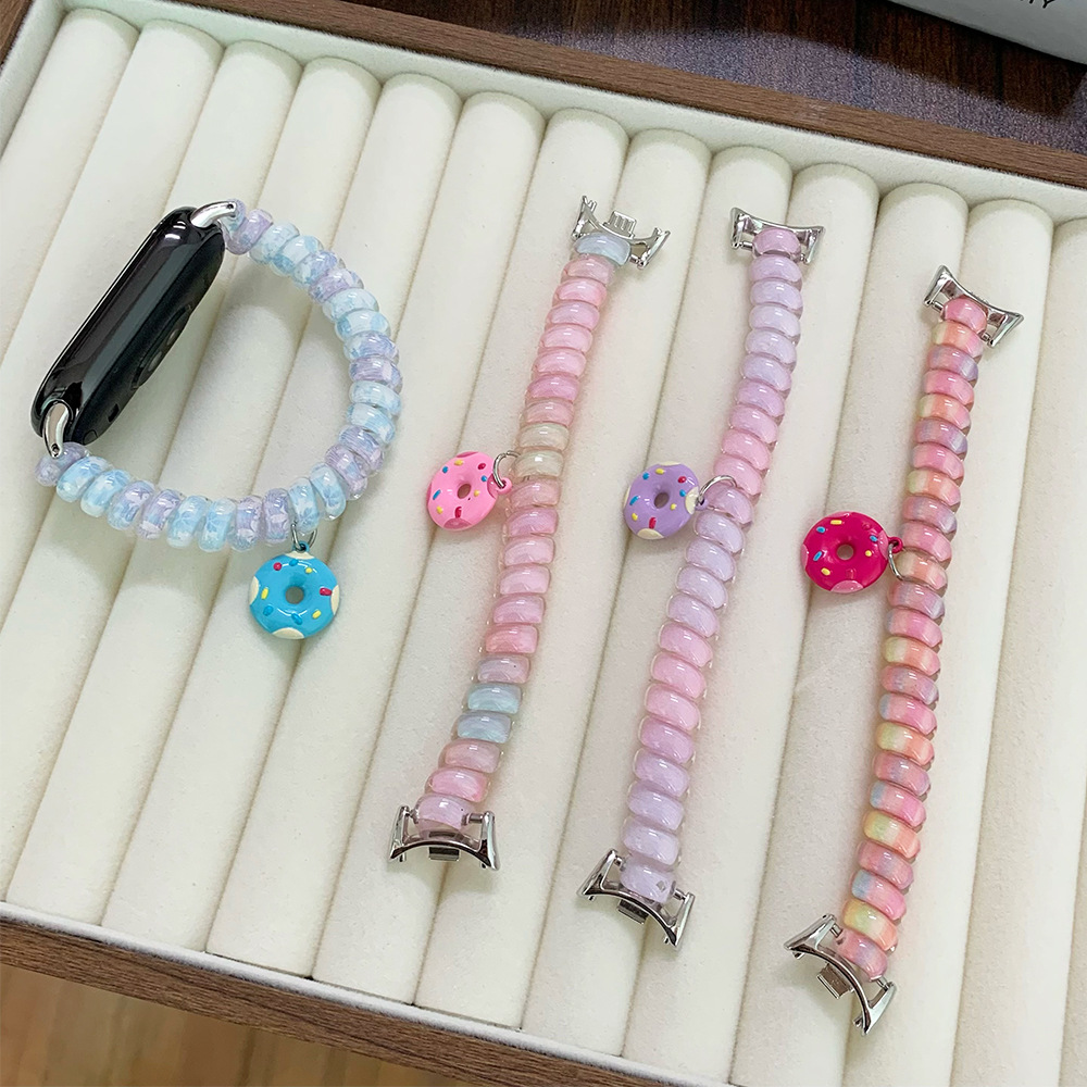 Suitable for Xiaomi Mi Band 8/9Pro Huawei 8/9/10 Wristband Apple Donut Gradient Phone Cord Watch Strap