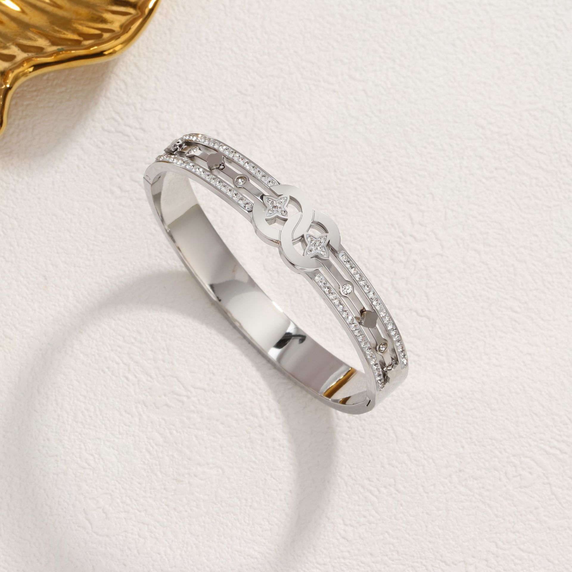 28 더블 C 팔찌 스틸 컬러