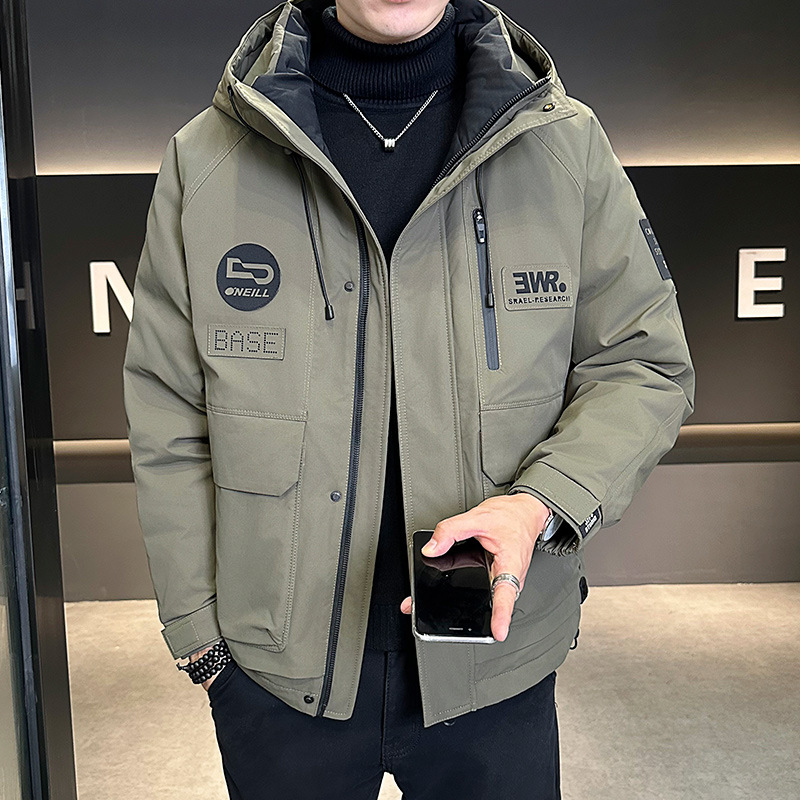 Marca de moda transfronteriza herramientas deportivas al aire libre montañosas de alta calidad transmisión en vivo explosivo chaqueta de plumón con capuchón se puede abrir dos