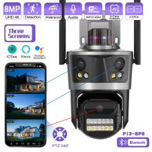 icsee3目三屏8MP无线WiFi高清网络摄像机户外全彩手机远程360全景