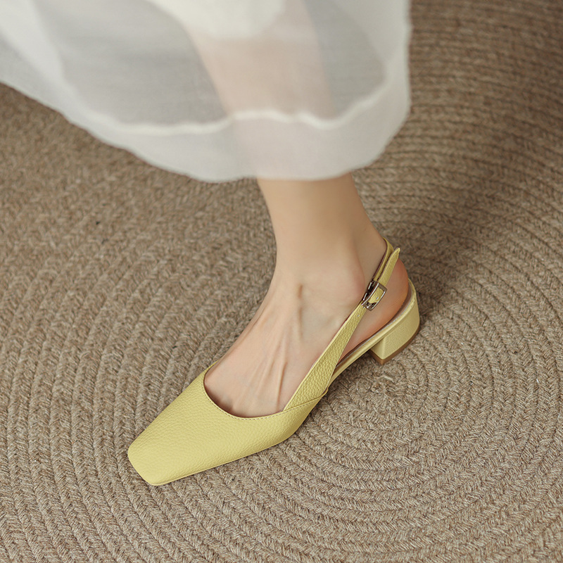 CHIKO Elspeth Square Toe Block Heels Slingback Shoes