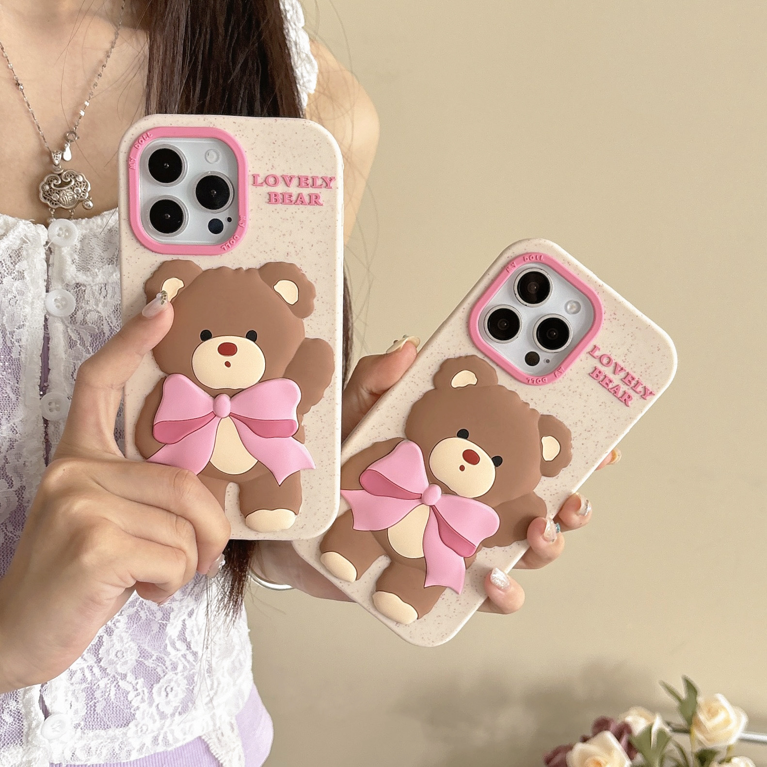 Silica Gel Bear Cartoon Style Phone Cases Phone Accessories display picture 2