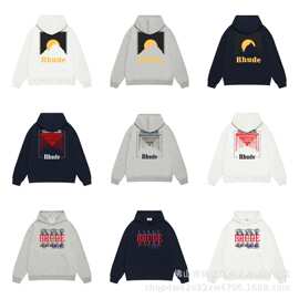 长期有跨境外贸Rhude骏马落日印花明星款潮流宽松个性印花连