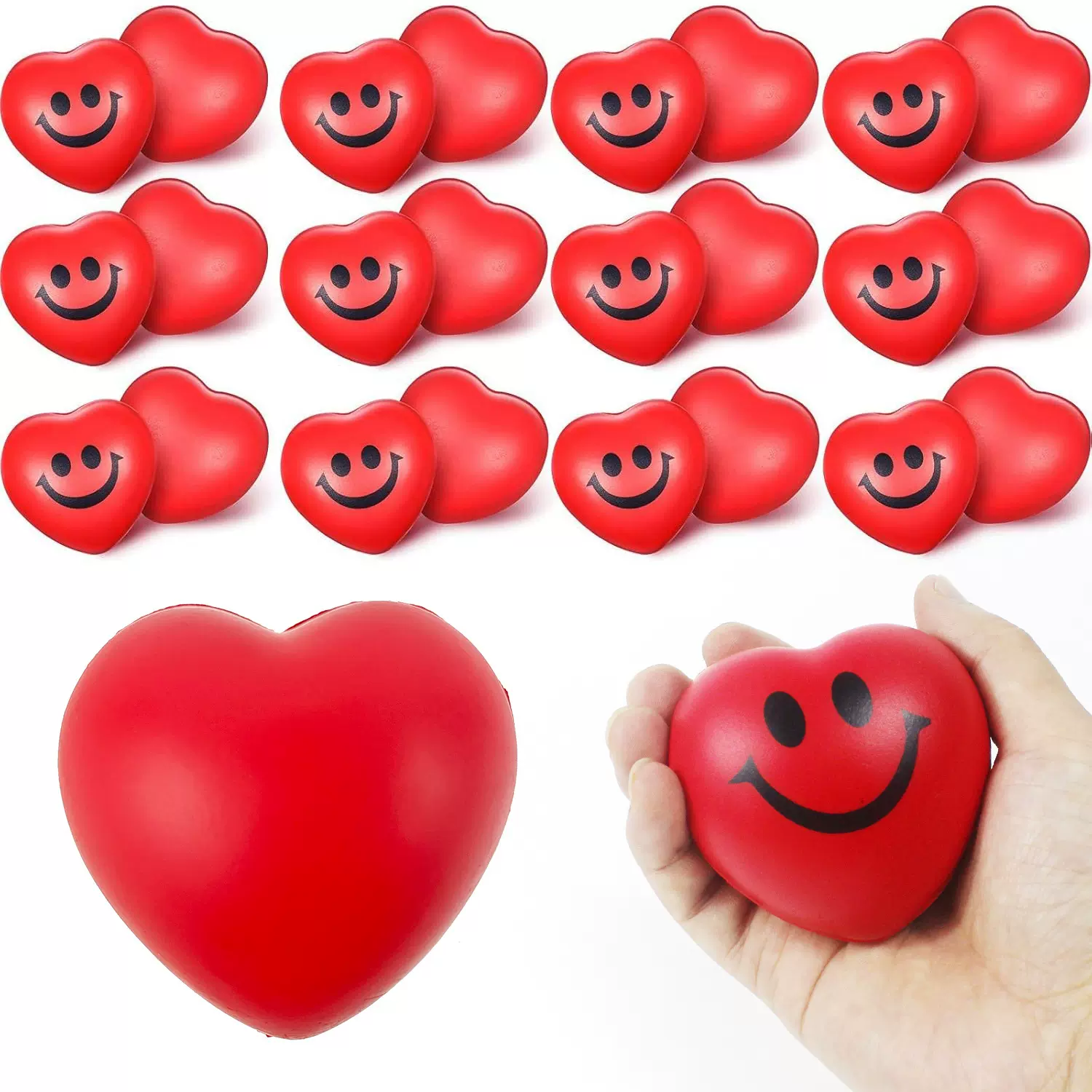 跨境情人节红色爱心实心压力球发泡海绵pu桃心血站握力球logo印刷