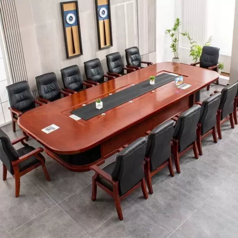 会议室主席台办公桌子政府酒店公司员工培训桌简约实木长条会议桌