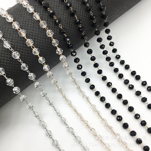 DIY hot crystal chain copper plated color gold necklace earrings headdress material antique accessories loose chain wholesale