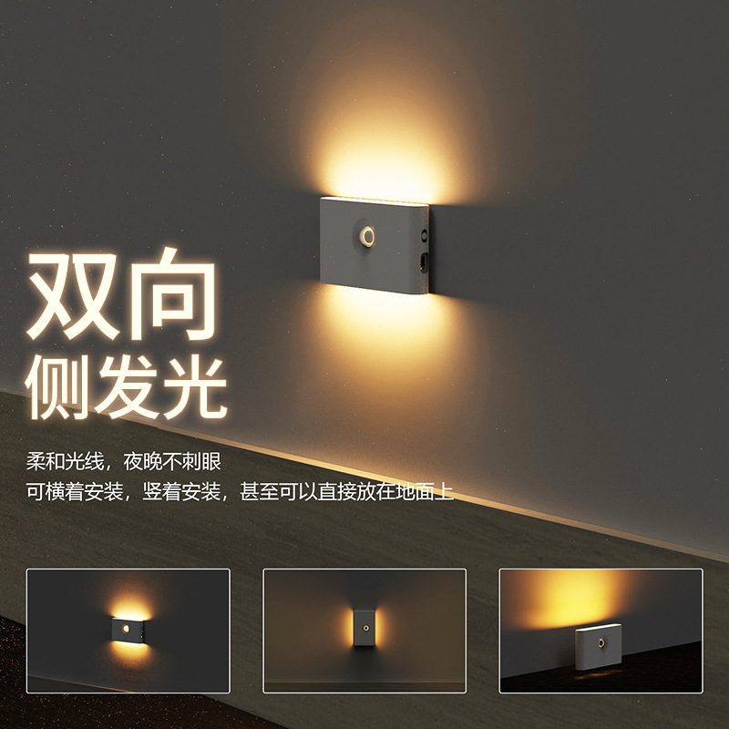 Enlace transfronterizo, luz nocturna inteligente, luz de sensor de cuerpo humano, dormitorio, pasillo, escalera, luz de succión magnética de control óptico automático, luz de noche