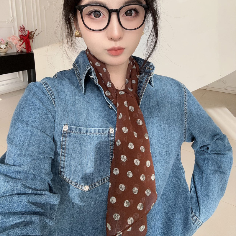 长条波点丝巾系脖高级感女2025新款韩系脖子搭配领巾丝带飘带腰带|undefined