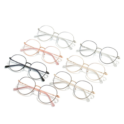  New Anti-blue light glasses for women, personalized design, flat-top style, unisex, Korean version, retro square metal frame