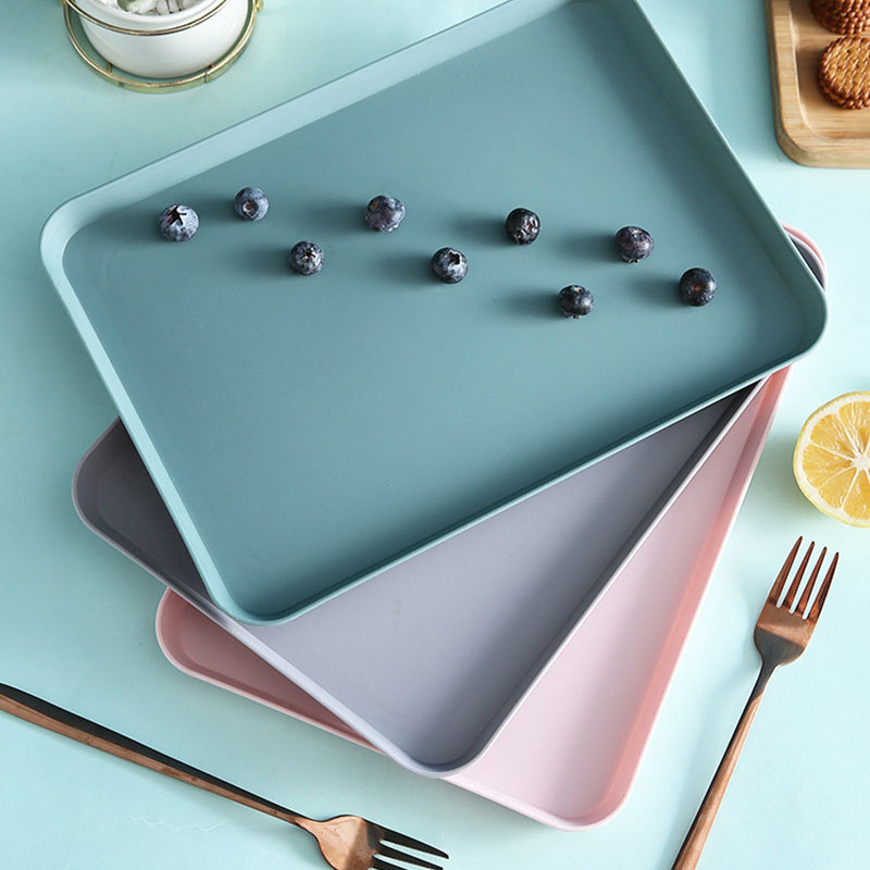 Breakfast Plate ins Nordic style rectangular plate wholesale household simple plastic tea plate dessert small tray