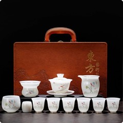 冰种璞玉白瓷功夫茶具套装家用办公接待高档轻奢茶壶盖碗茶杯礼盒