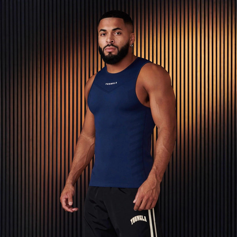 Youngla American Style New Sports Fitness Jogger Men's Vest Quick-Drying Breathable Elastic Training Sleeveless T-Shirt