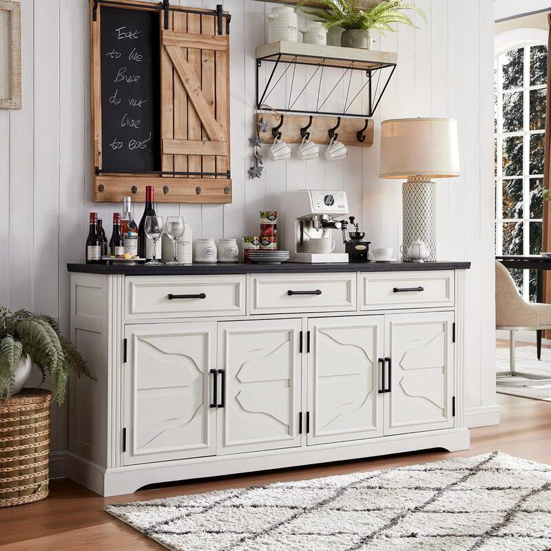 Amazon American Retro Solid Wood Sideboard Living Room Storage Cabinet TV Cabinet Bedroom Storage Cabinet Hallway Entryway Cabinet
