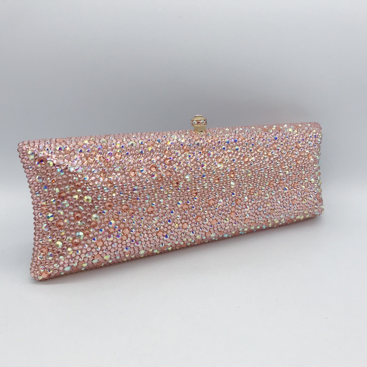 Túi clutch nữ đính đá rhinestone cầm tay hộp cứng dự tiệc — 10 # xanh ngọc chi tiết 55