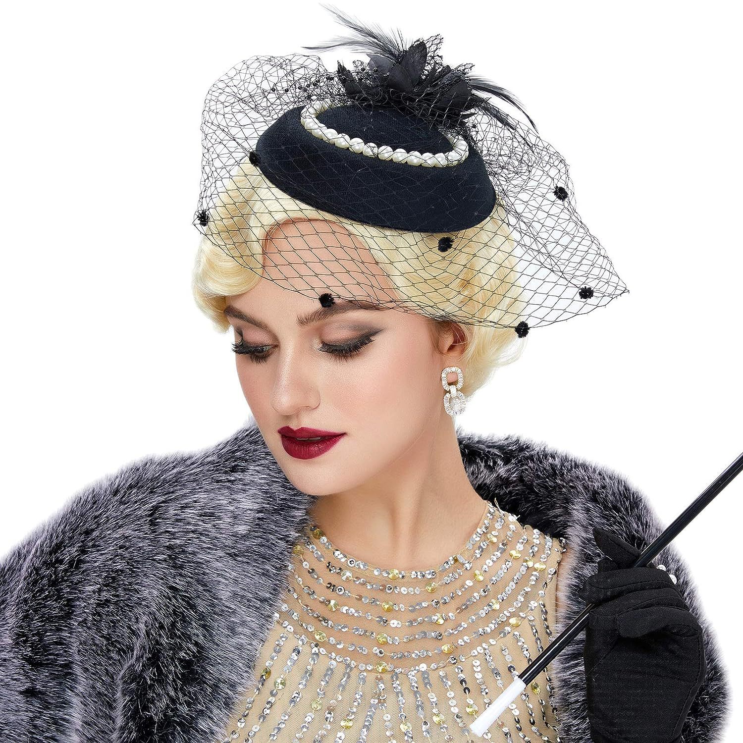 Synthetische Perücke Golden Ripple Simulation Bühne Party Perücke_voghion.com