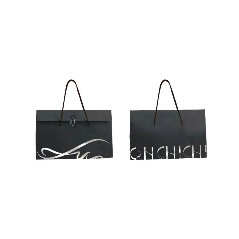手提档案包装纸袋绕绳加logo 黑卡烫金服装信封包装纸袋衬衫纸袋