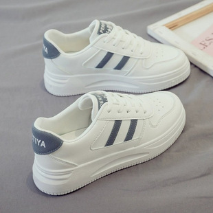 Genuine Leather Women's Shoes White Shoes Women's 2024 New Autumn All-match Hot Shoes Casual Soft Sole Sports Thick Slab Shoes